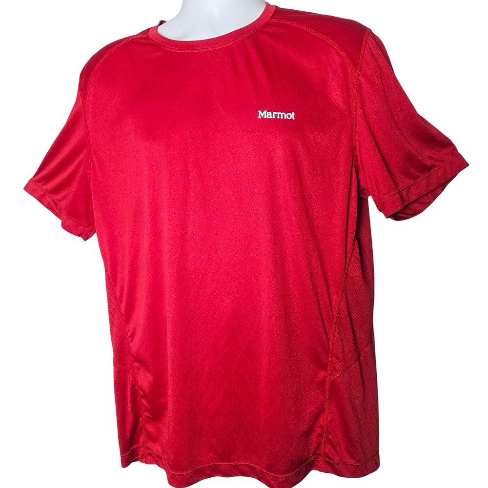 Marmot Performance T-Shirt Men XL Red Hiking Activewear Short Sleeve Gorpcore